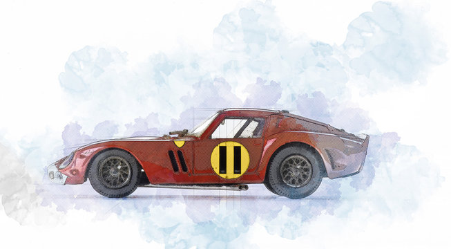 Digital Artwork sketch of a red racing bolid car