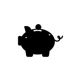 Savings pig, black icon in flat style