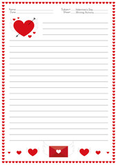 Valentine's day writing activity for children,  English writing activity