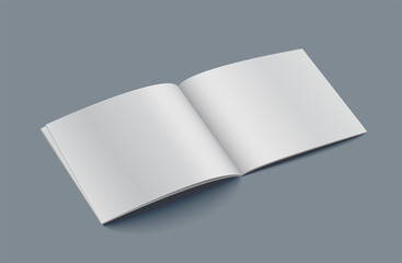 Mockup of opened book blank paper background.