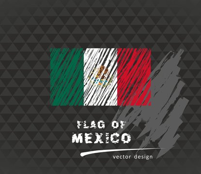 Flag of Mexico, vector pen illustration on black background