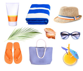Summer beach staff set isolated.