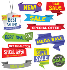 Modern sale stickers and tags colorful collection