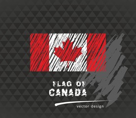 Canadian flag, vector sketch hand drawn illustration on dark grunge background