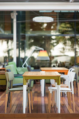 Modern restaurant terrace in the summer