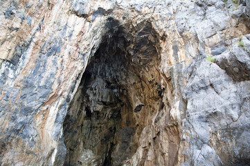 Detail of the interior of a grotto along the Cilento coastline, Italy