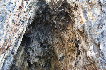 Detail of the interior of a grotto along the Cilento coastline, Italy