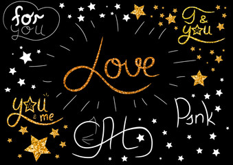 lettering black fone writing love you and me