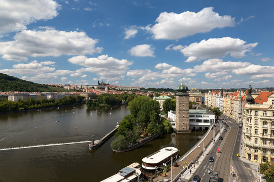 A glance to Prague from the top floor of the dancing house