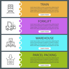 Cargo shipping web banner templates set