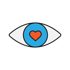 Human eye with heart inside color icon