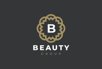 Premium universal monogram letter B initials logo. Abstract elegant flower logo icon vector design. Universal creative premium symbol. Luxury abc jewel logotype.