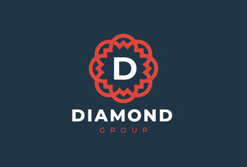 Fototapeta premium Premium universal monogram letter D initials logo. Abstract elegant flower logo icon vector design. Universal creative premium symbol. Luxury abc jewel logotype.
