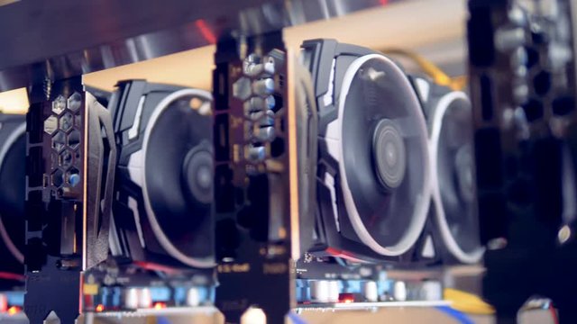 Videocards for mining cryptocurrency during working process