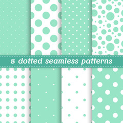 Set of 8 seamless patterns with polka dots