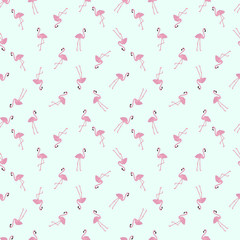 Vector tropical exotic seamless pattern with flamingo.