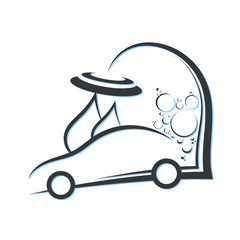 Washing cars silhouette