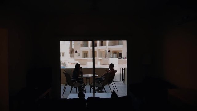 Beautiful couple in love enjoy morning in apartment 