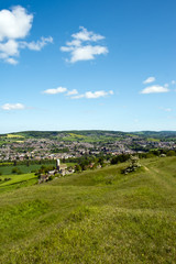 Fototapeta na wymiar The view over Selsley and the Stroud Valleys from Selsley Common, Cotswolds, Gloucestershire, UK