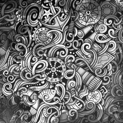 Doodles Nautical illustration. Creative marine background