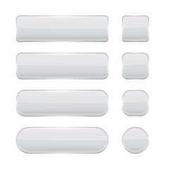 White glass buttons. Menu interface elements. Set of 3d shiny icons