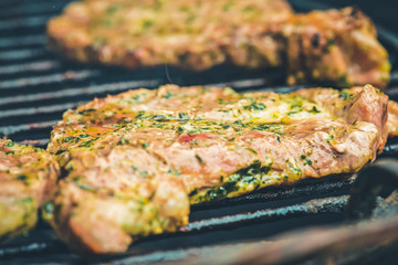 Fresh grilled meat. Grilled beef steak