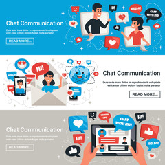 Electronic Chat Messages Horizontal Banners 