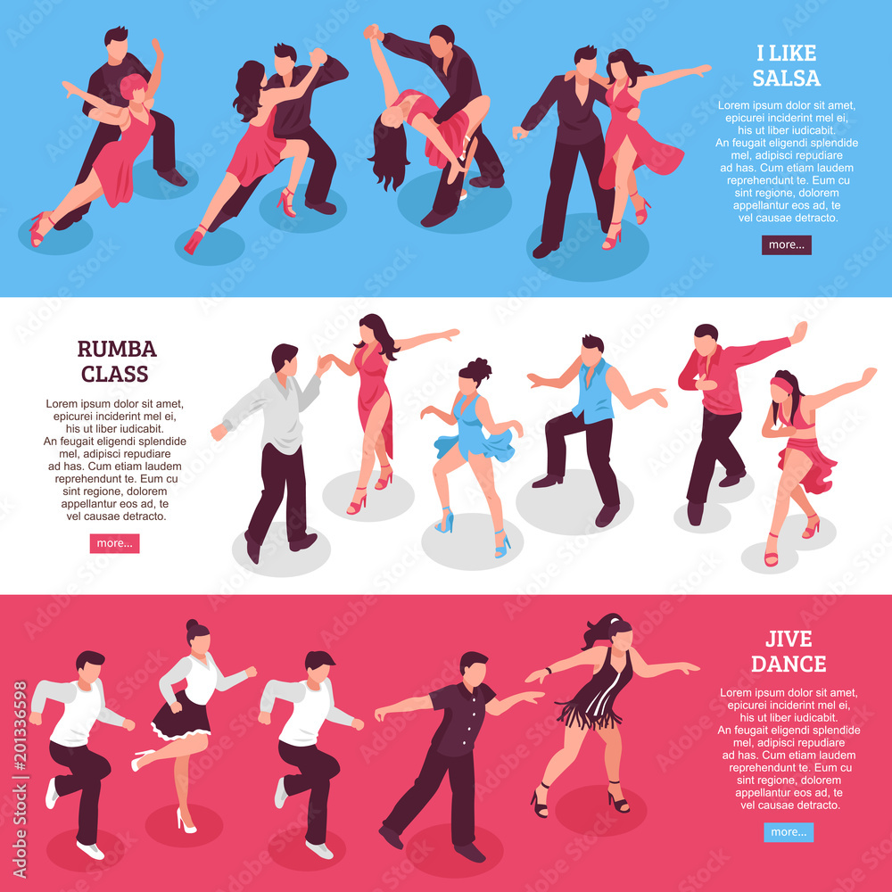 Poster dance horizontal isometric banners