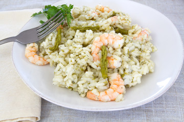 risotto aux crevettes et asperges