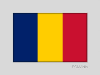 Flag of Romania. National Ensign Aspect Ratio 2 to 3 on Gray