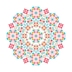 White background with mandala ornament in the east style. Ideal for printing on fabric or paper. Vector illustration.
