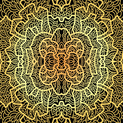 Abstract square pattern with asian motifs in oriental style. Vector illustration hand drawn. Line art design of fashion ,textile, invitation card. Tile.