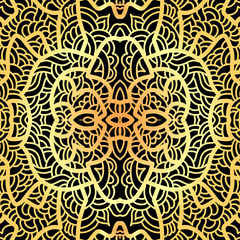 Abstract square pattern with asian motifs in oriental style. Vector illustration hand drawn. Line art design of fashion ,textile, invitation card. Tile.