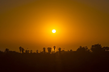 Fototapeta na wymiar Sunset over Atlantic Ocean in Agadir Morocco Africa