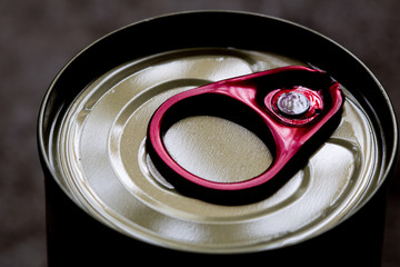 Close-up A can opener ring  on Dark background