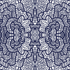 Abstract square pattern with asian motifs in oriental style. Vector illustration hand drawn. Line art design of fashion ,textile, invitation card. Tile.