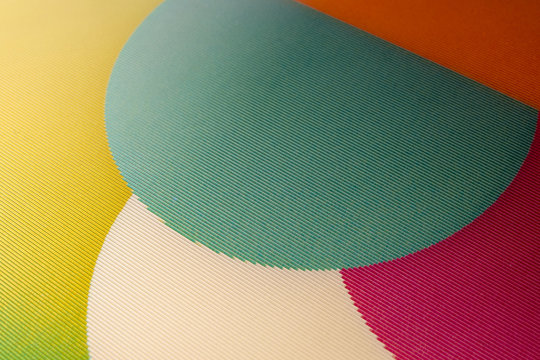 Abstract closeup of circles, curves and geometry from a holographic lenticular print, for creative design cover, poster, book, printing, gift card, flyer, magazine, web & print