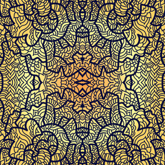 Abstract square pattern with asian motifs in oriental style. Vector illustration hand drawn. Line art design of fashion ,textile, invitation card. Tile.