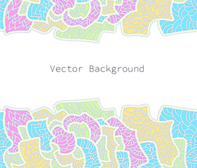 Abstact background template in hand drawn style. Colorfol vector illustration for invitation card, banner, web design. Text space.