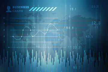 2d rendering Stock market online business concept. business Graph 