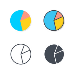 Graph Chart circle Business flat silhouette line solid colored icon vector