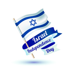 Israel independence day. Flag. Vector congratulation card