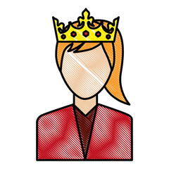 woman character portrait with crown vector illustration drawing