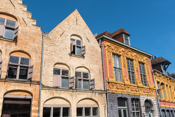 Fototapeta na wymiar Lille, old facades in the center, beautiful town in the north of France 