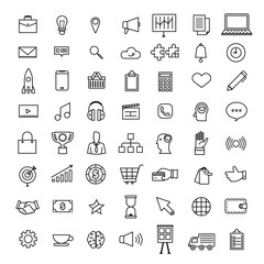 Vector set icons thin line concept business and technology content. Flat design illustration.