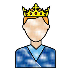 portrait man charatcer wearing crown vector illustration drawing