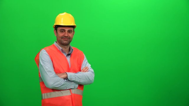 Architect Crossing His Arms on Green Screen