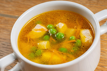 vegetable soup on the table