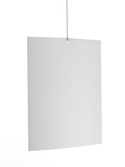Blank White Advertising ceiling Promotional Advertising dangler for design presentation . 3d render illustration.