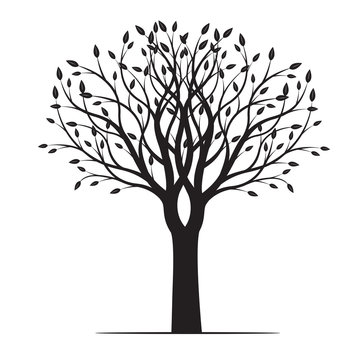 Spring Tree with Leafs. Vector Illustration.